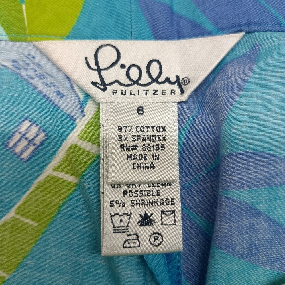 Lilly Pulitzer Negresco Cropped Pants Womens‎ 6 Serenade Frogs Palm Tree Casual - Picture 3 of 6